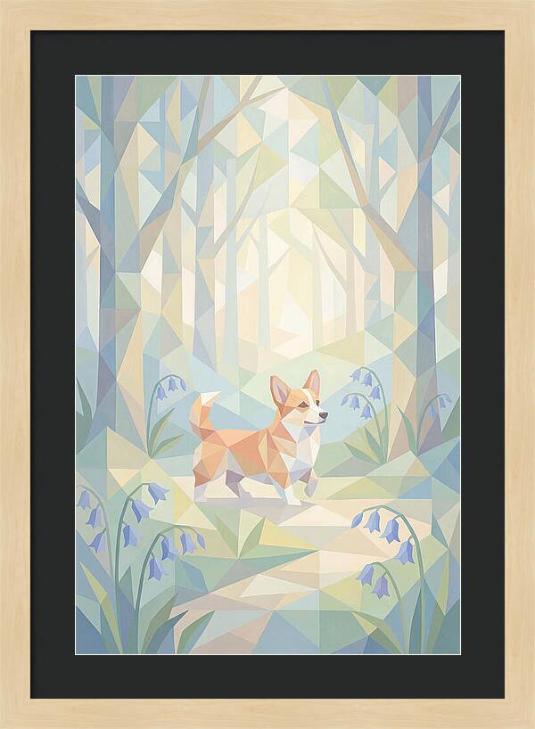 Corgi Walking Through Bluebell Woodland