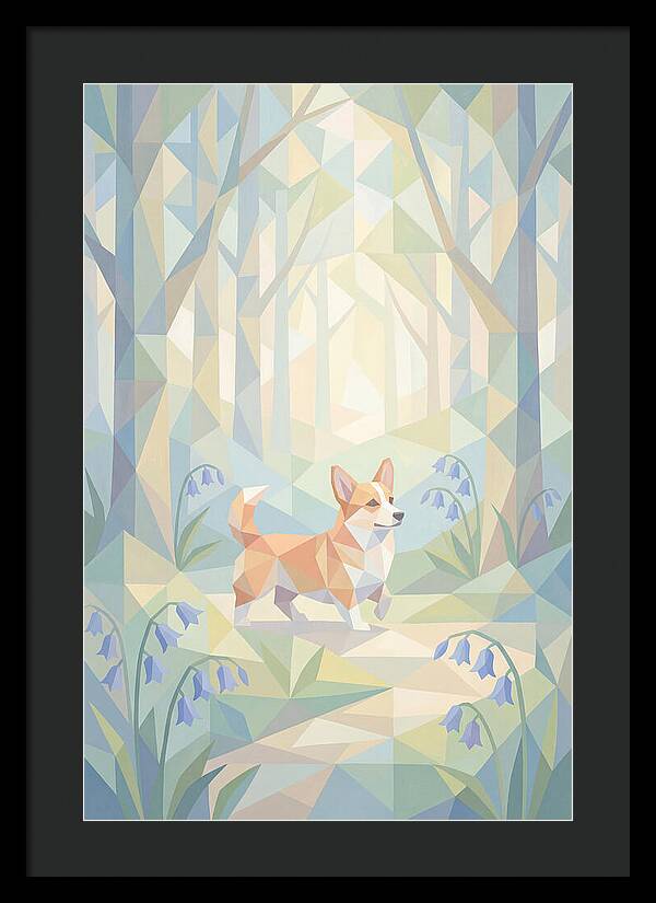 Corgi Walking Through Bluebell Woodland