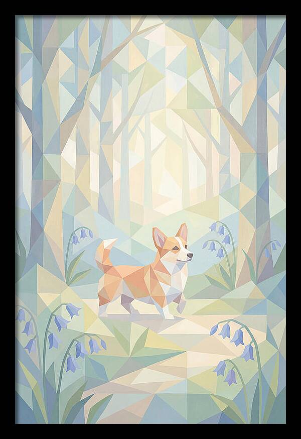 Corgi Walking Through Bluebell Woodland