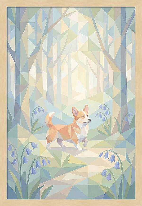 Corgi Walking Through Bluebell Woodland