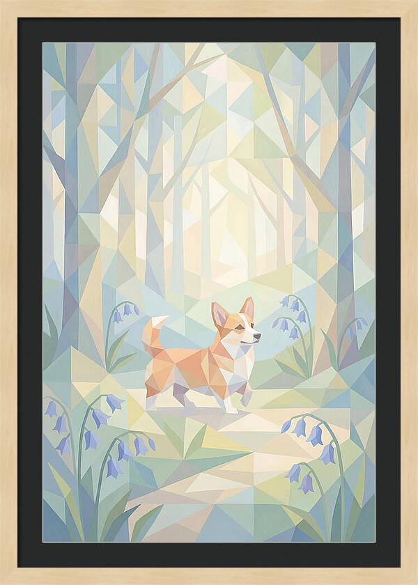 Corgi Walking Through Bluebell Woodland