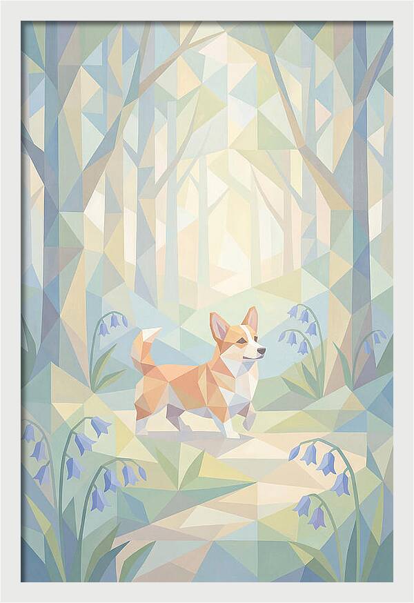 Corgi Walking Through Bluebell Woodland