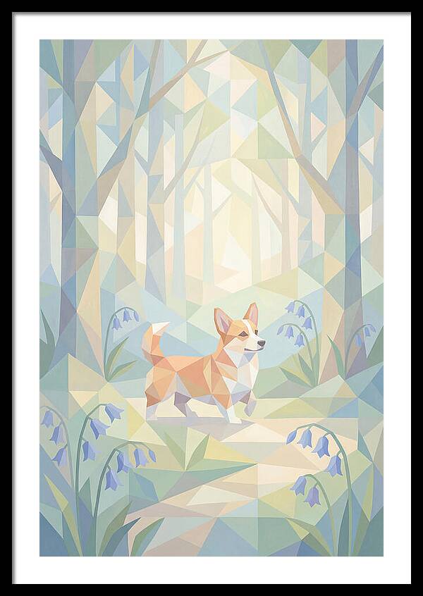 Corgi Walking Through Bluebell Woodland