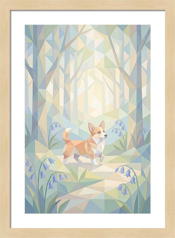 Corgi Walking Through Bluebell Woodland