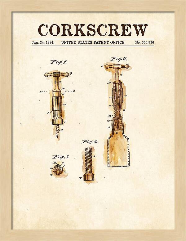 Corkscrew Watercolor Patent Us300936a