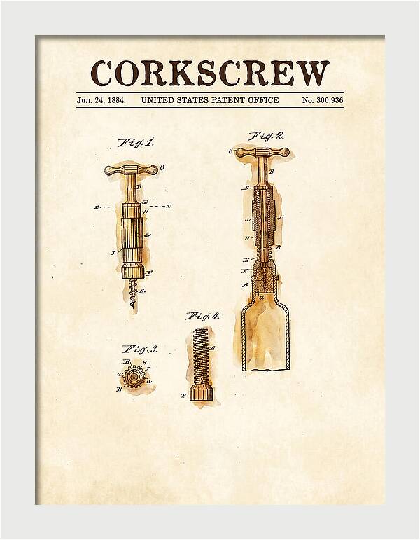 Corkscrew Watercolor Patent Us300936a