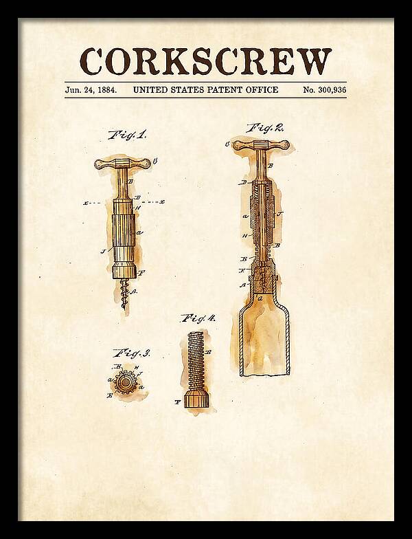 Corkscrew Watercolor Patent Us300936a