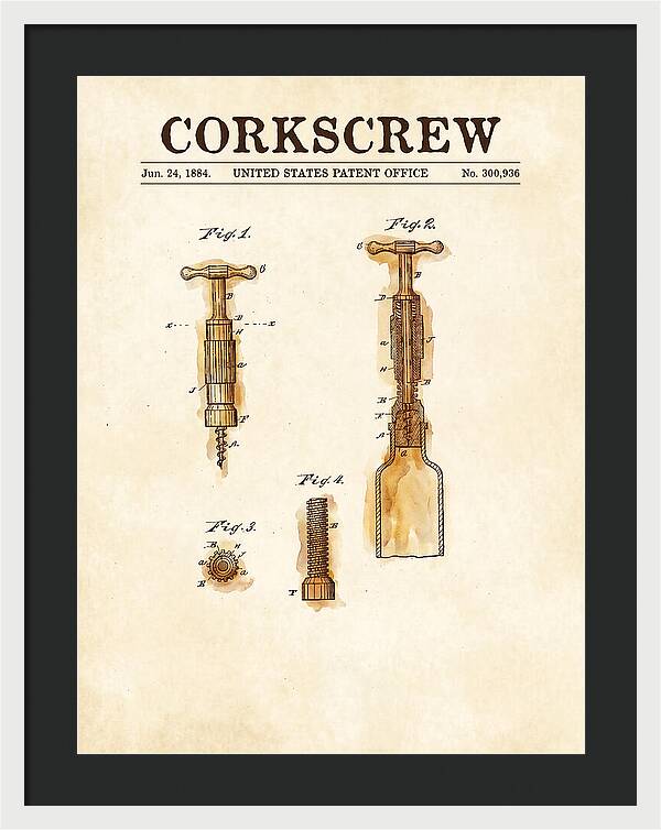 Corkscrew Watercolor Patent Us300936a