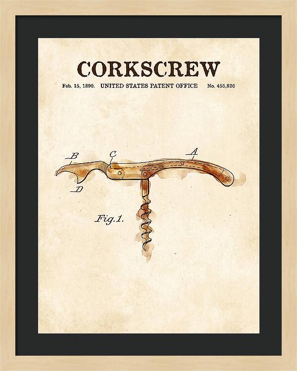 Corkscrew Watercolor Patent Us455826a