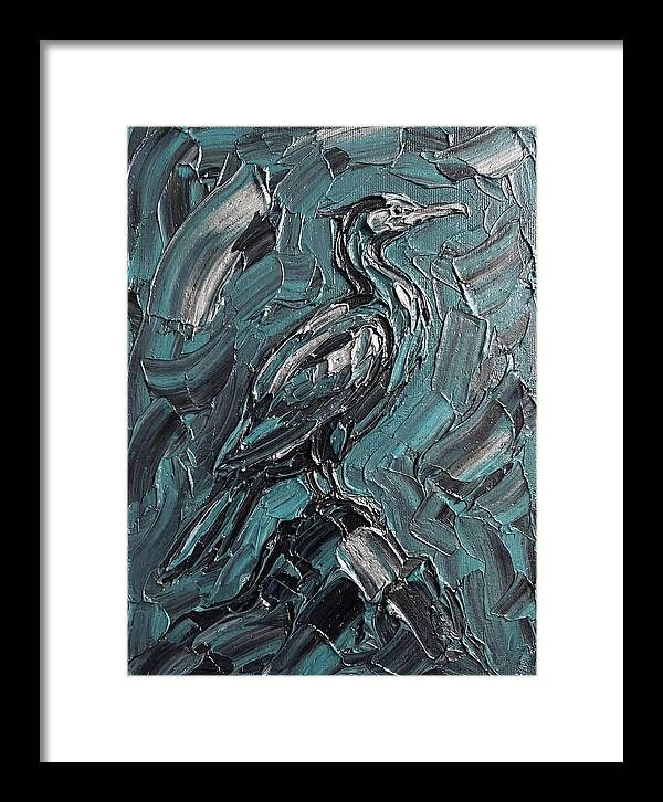 Cormorant In Turquoise Swirls