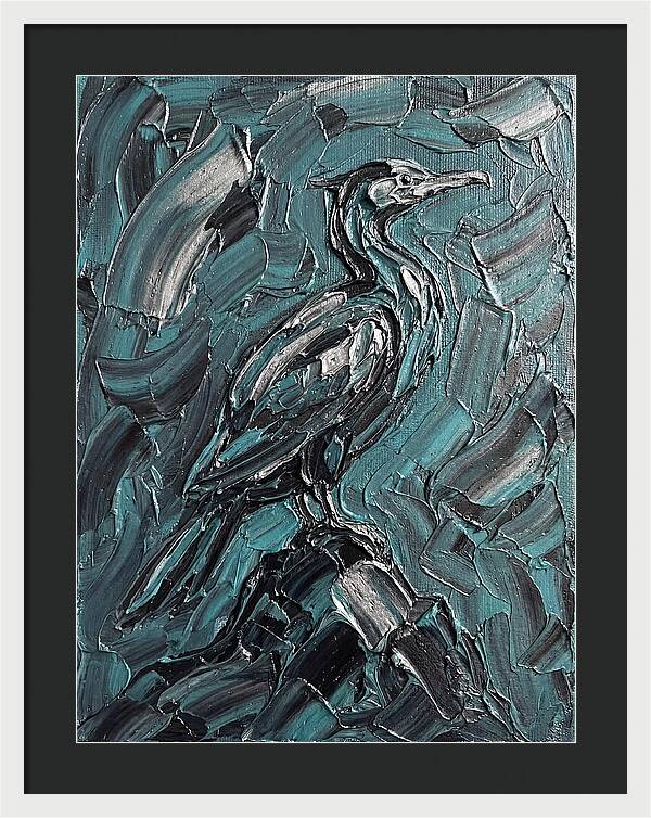 Cormorant In Turquoise Swirls
