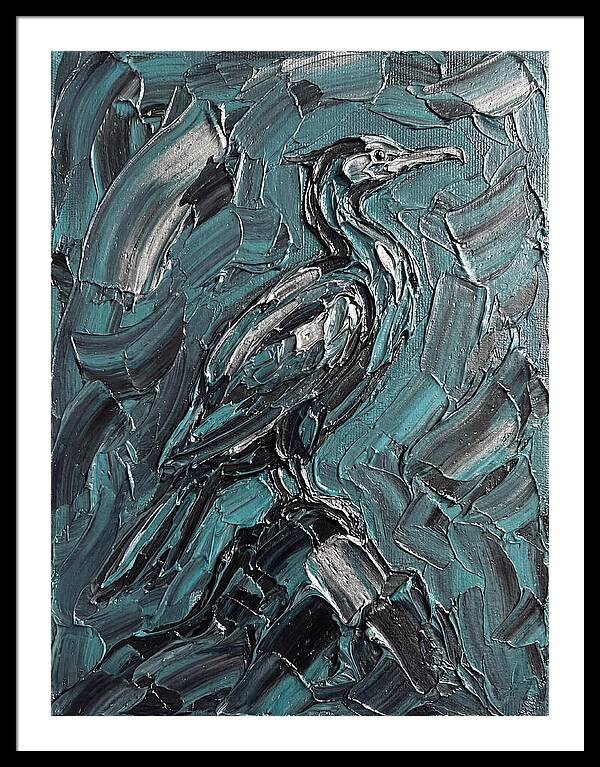 Cormorant In Turquoise Swirls