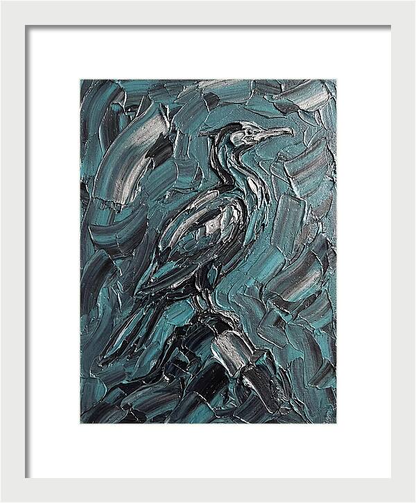 Cormorant In Turquoise Swirls