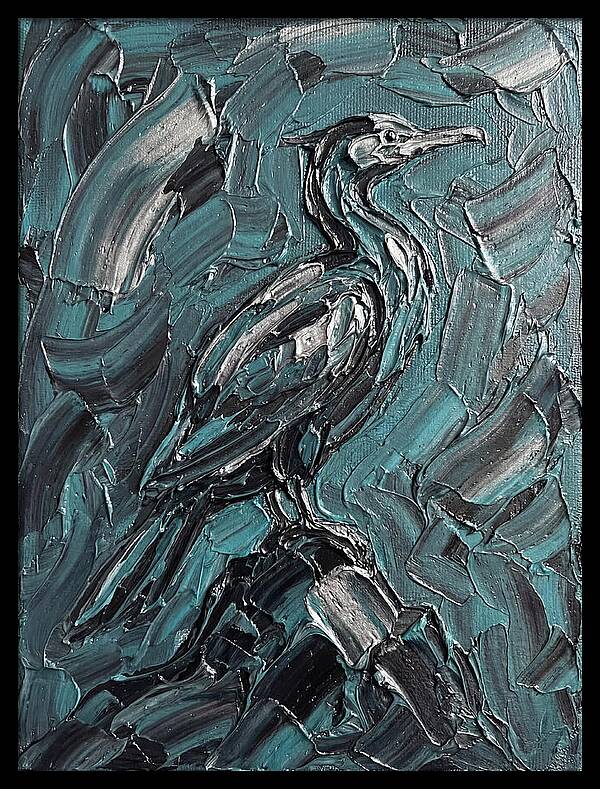 Cormorant In Turquoise Swirls
