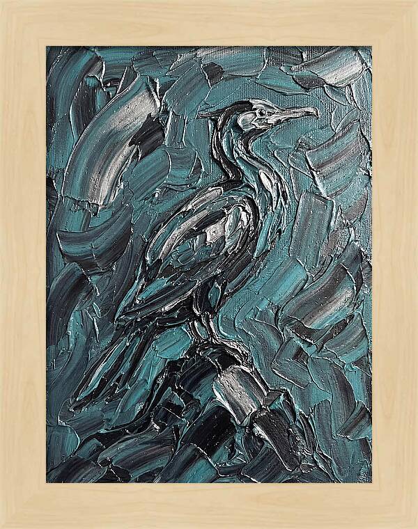 Cormorant In Turquoise Swirls