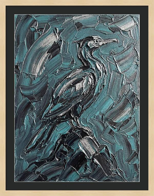 Cormorant In Turquoise Swirls