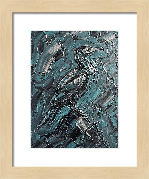 Cormorant In Turquoise Swirls