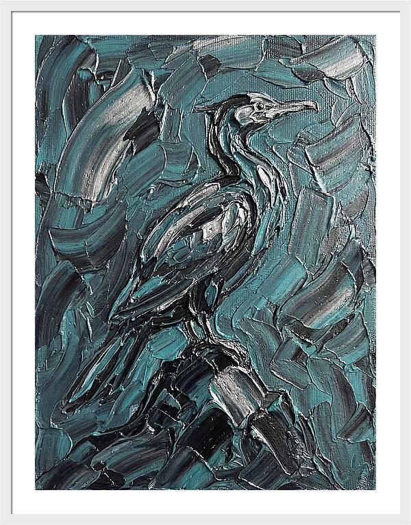 Cormorant In Turquoise Swirls