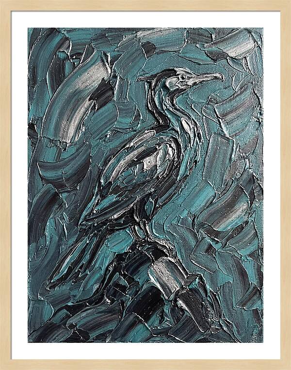 Cormorant In Turquoise Swirls