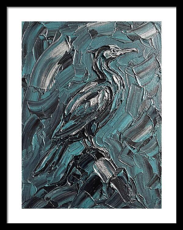 Cormorant In Turquoise Swirls