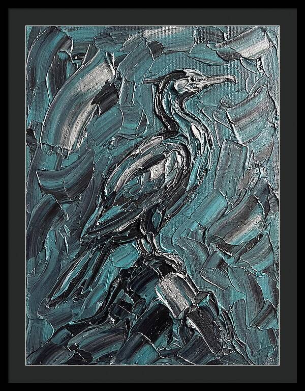 Cormorant In Turquoise Swirls