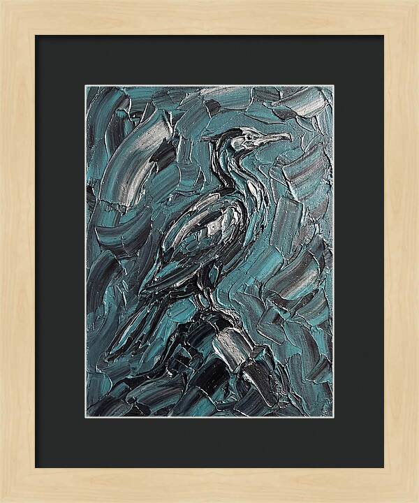Cormorant In Turquoise Swirls