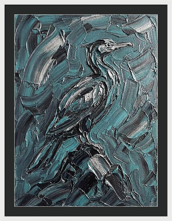 Cormorant In Turquoise Swirls