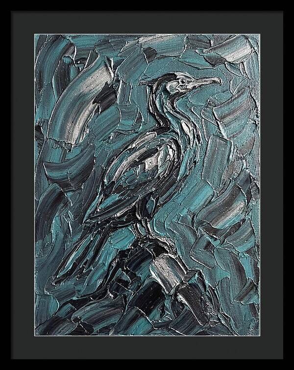Cormorant In Turquoise Swirls