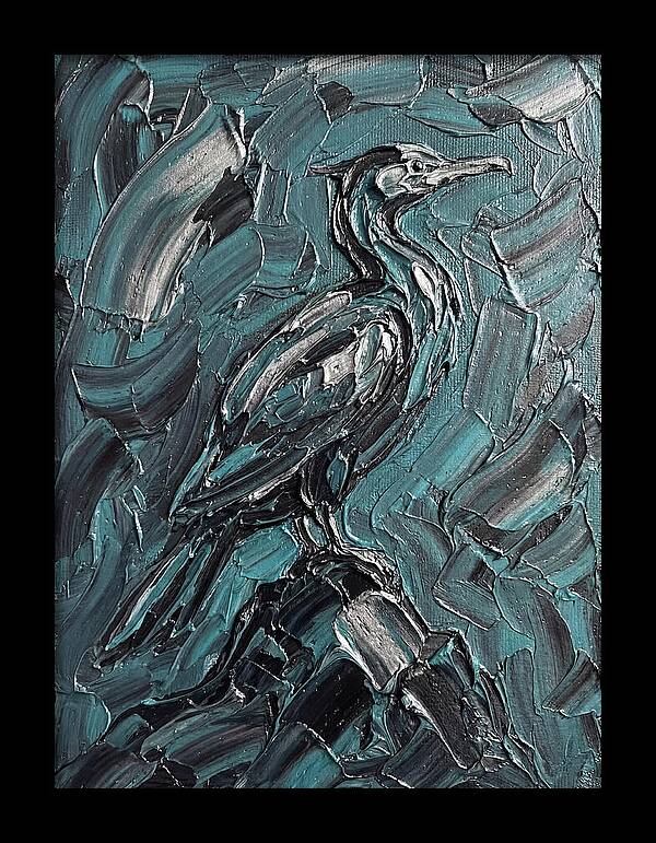 Cormorant In Turquoise Swirls