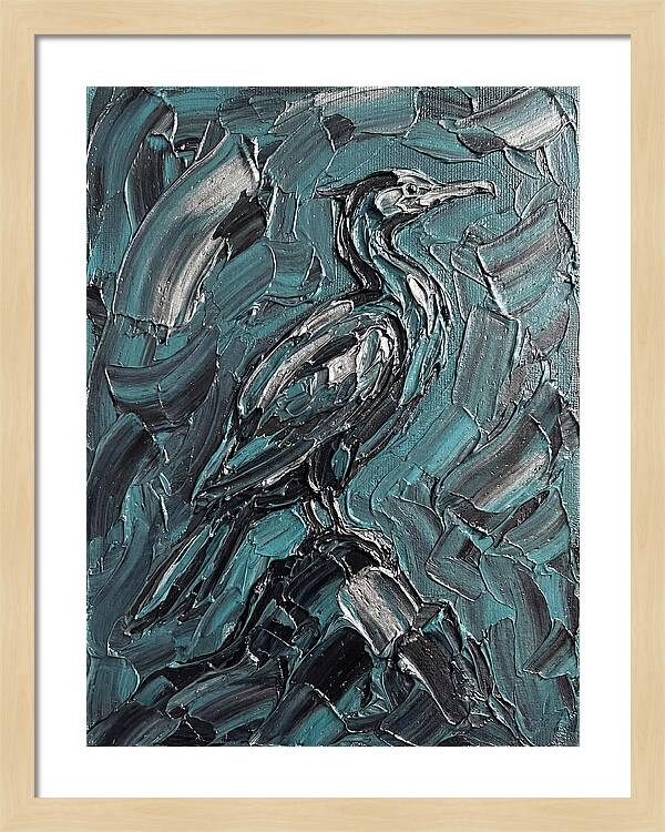 Cormorant In Turquoise Swirls