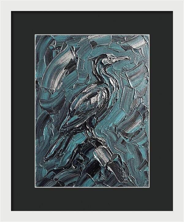 Cormorant In Turquoise Swirls