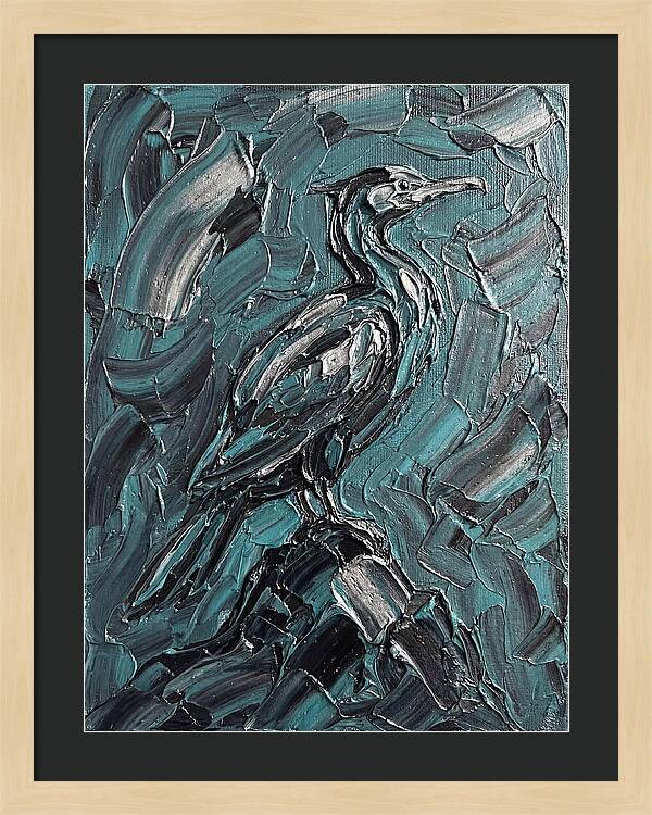 Cormorant In Turquoise Swirls