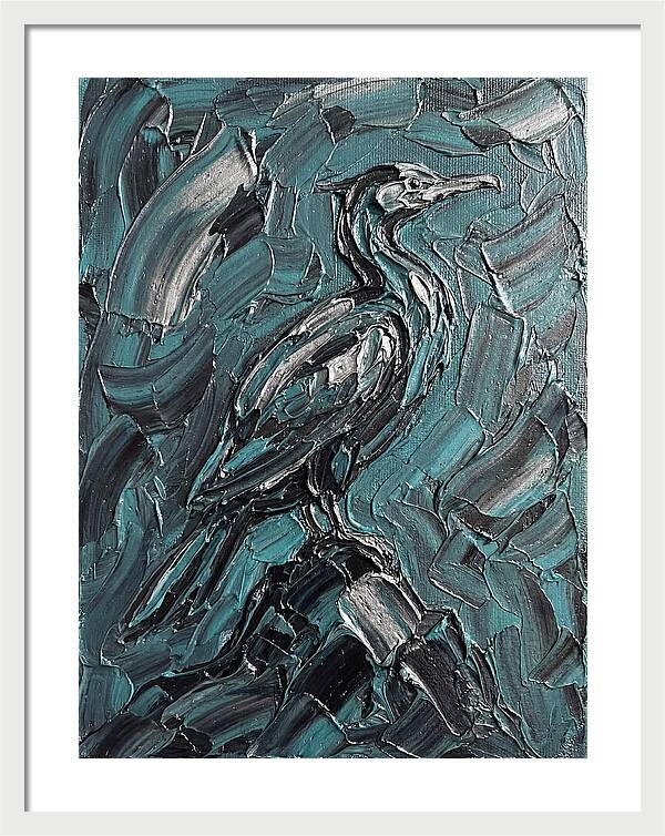 Cormorant In Turquoise Swirls