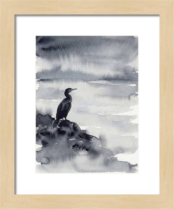 Cormorant Silhouette In Monochrome