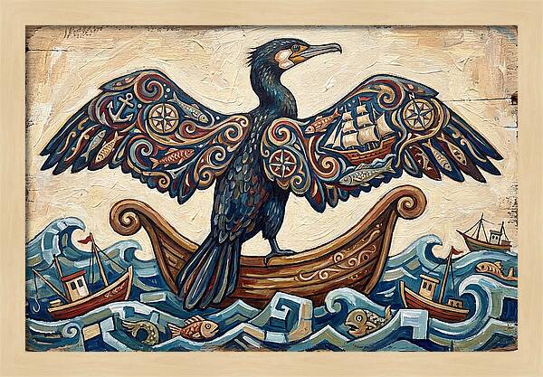 Cormorant With Nautical Themes
