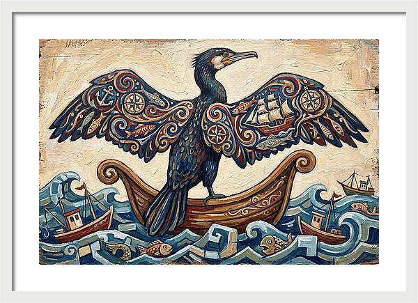 Cormorant With Nautical Themes