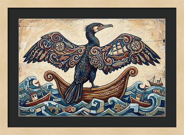 Cormorant With Nautical Themes