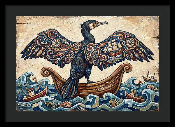 Cormorant With Nautical Themes