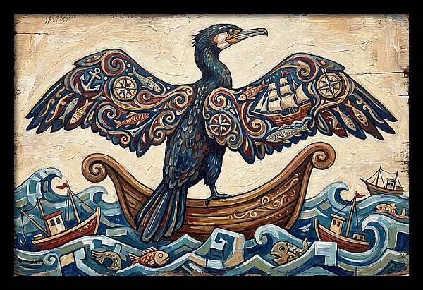 Cormorant With Nautical Themes