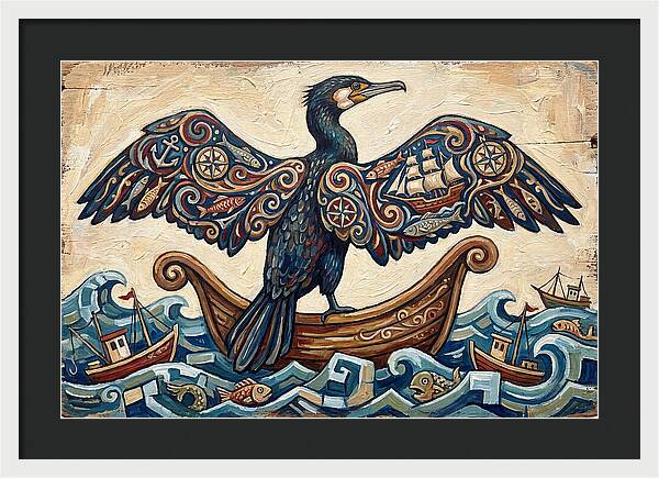 Cormorant With Nautical Themes