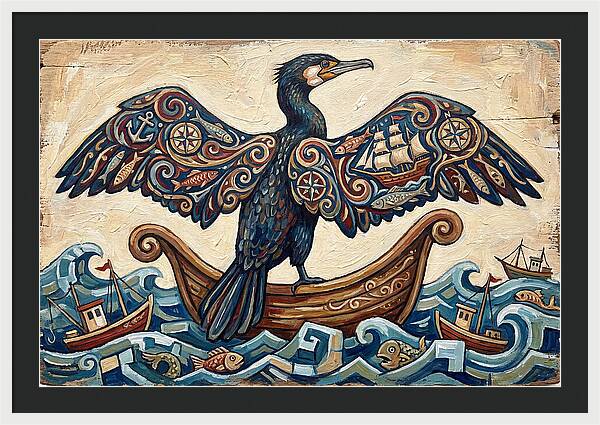 Cormorant With Nautical Themes