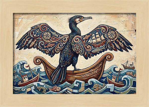 Cormorant With Nautical Themes