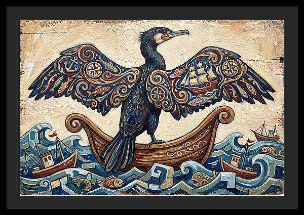 Cormorant With Nautical Themes