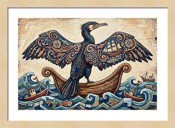 Cormorant With Nautical Themes