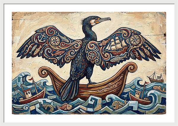 Cormorant With Nautical Themes