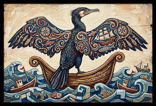 Cormorant With Nautical Themes