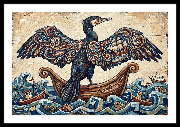 Cormorant With Nautical Themes
