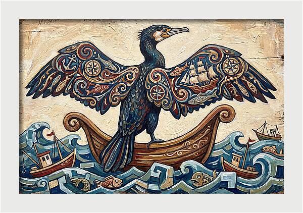 Cormorant With Nautical Themes