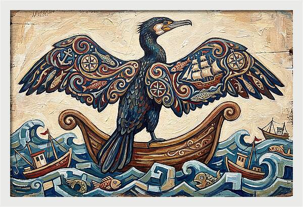Cormorant With Nautical Themes