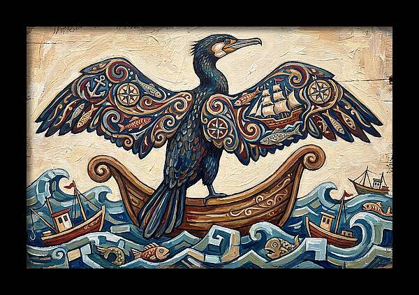 Cormorant With Nautical Themes